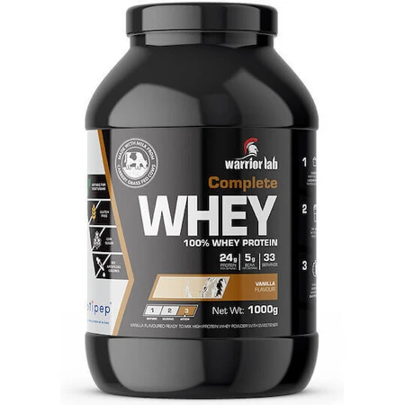 Warrior Lab Complete Whey Protein Сироватковий протеїн без глютену з ванільним смаком 1 кг: ціни та характеристики