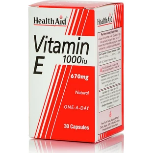 Health Aid Вітамін Е Вітамін для шкіри та антиоксидантної дії 1000iu 670мг 30 х 1 капсул