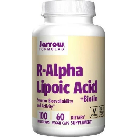 Jarrow Formulas R-альфа-ліпоєва кислота Альфа-ліпоєва кислота 100 мг Спеціальна дієтична добавка 60 рослинних капсул: ціни та характеристики