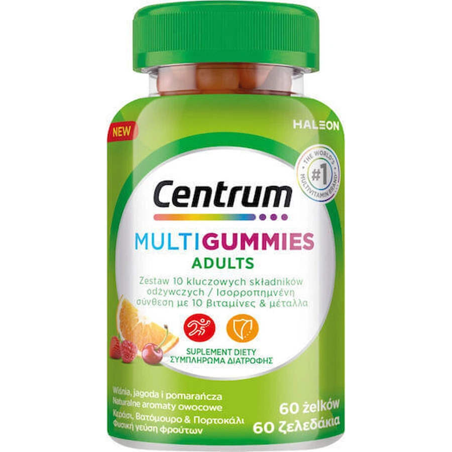 Centrum MultiGummies Мультивитамины для взрослых для энергии и укрепления иммунной системы 60 желейных конфет: цены и характеристики
