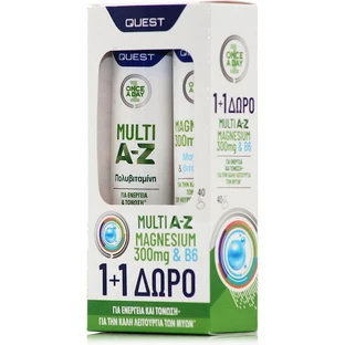 Quest Multivitamin Multi A-Z 20 шипучих таблеток и магний 300 мг и B6 20 шипучих таблеток для энергии и укрепления иммунной системы