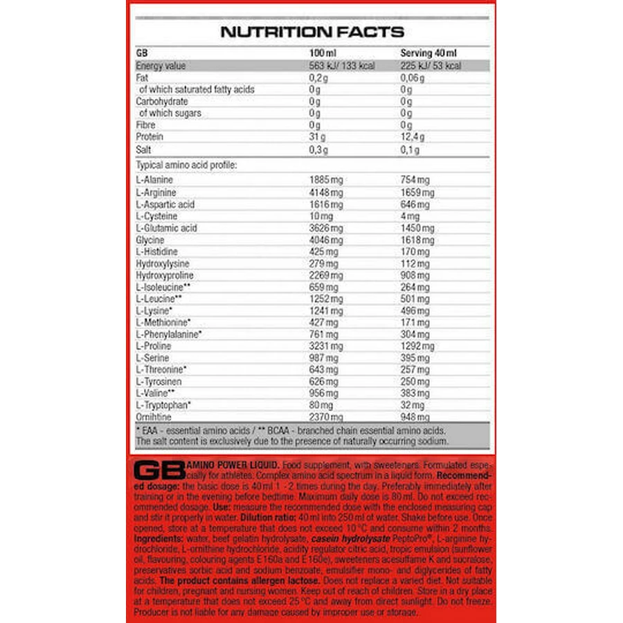 Nutrend Amino Power Liquid 500ml Unflavoured: цены и характеристики
