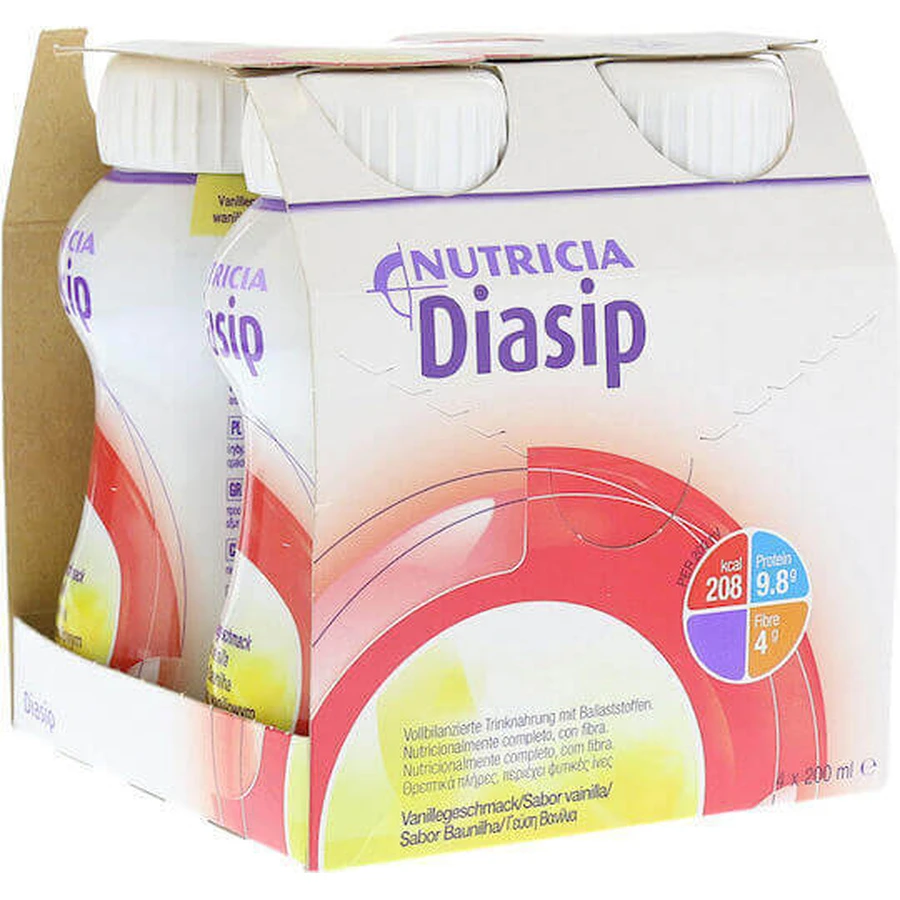 Nutricia Diasip Специальная пищевая добавка 4 х 50 мл Ваниль: цены и характеристики