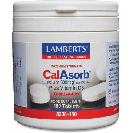 Lamberts CalAsorb Максимально сильний кальцій (у вигляді цитрату) плюс вітамін D3 800 мг 180 таблеток: ціни та характеристики