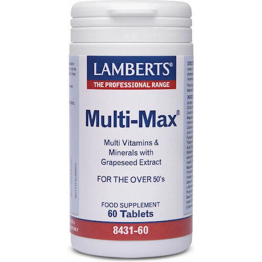 Полівітамінний комплекс Lamberts Multi-Max для підвищення енергії для дорослих 50+ 60 таблеток: ціни та характеристики