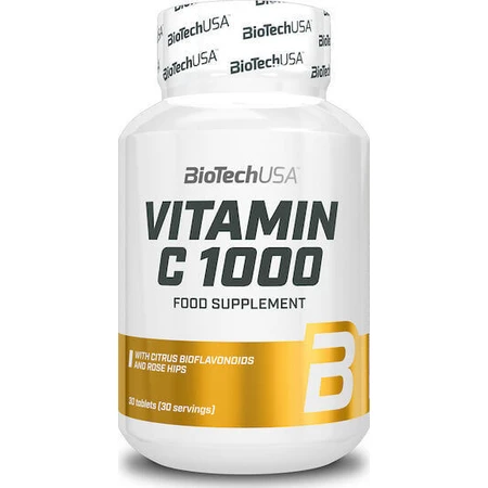 Biotech USA Vitamin C 1000 Біофлавоноїди Вітамін для зміцнення імунної системи, шкіри та антиоксидантної дії 1000 мг 30 таблеток: ціни та характеристики