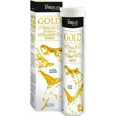 Ino Plus Gold Вітамін С 1500мг + Вітамін D3 Мультивітамін для зміцнення імунної системи та здоров'я яєць 2000iu 1500мг апельсин 20 таб. еф.: ціни та характеристики