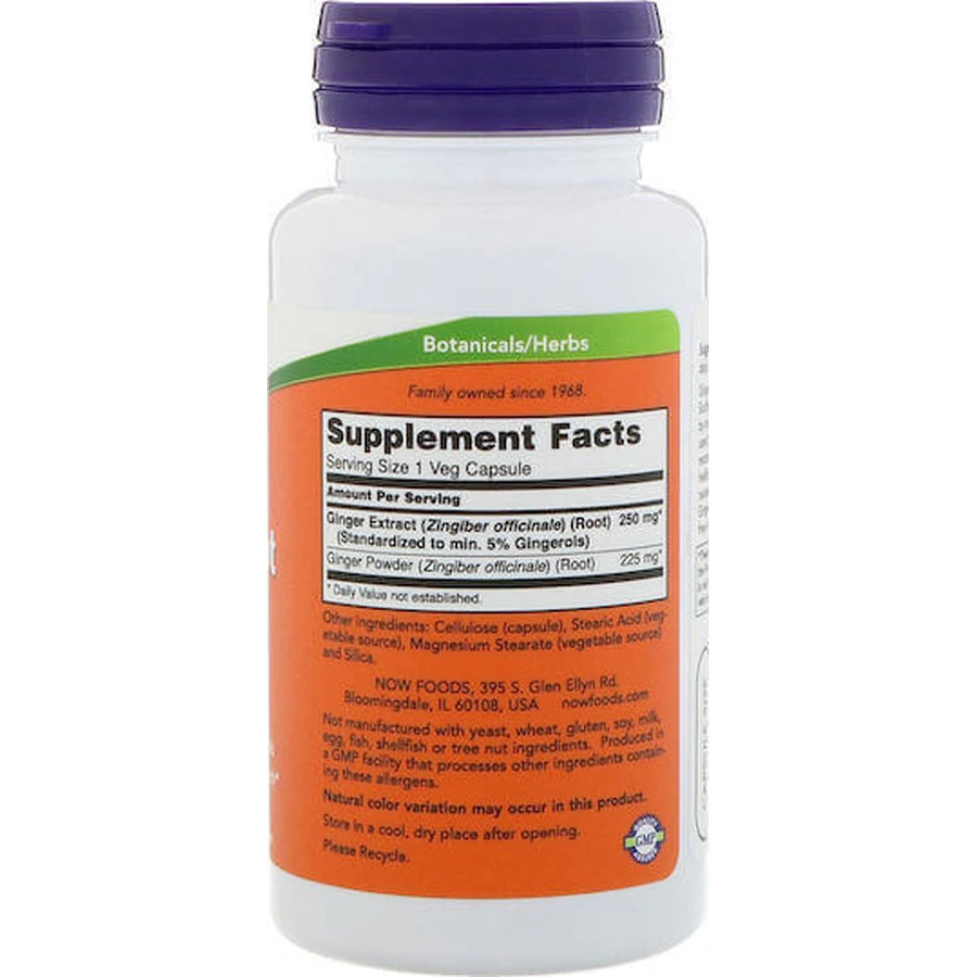 Now Foods Экстракт корня имбиря 250 мг 90 растительных капсул: цены и характеристики