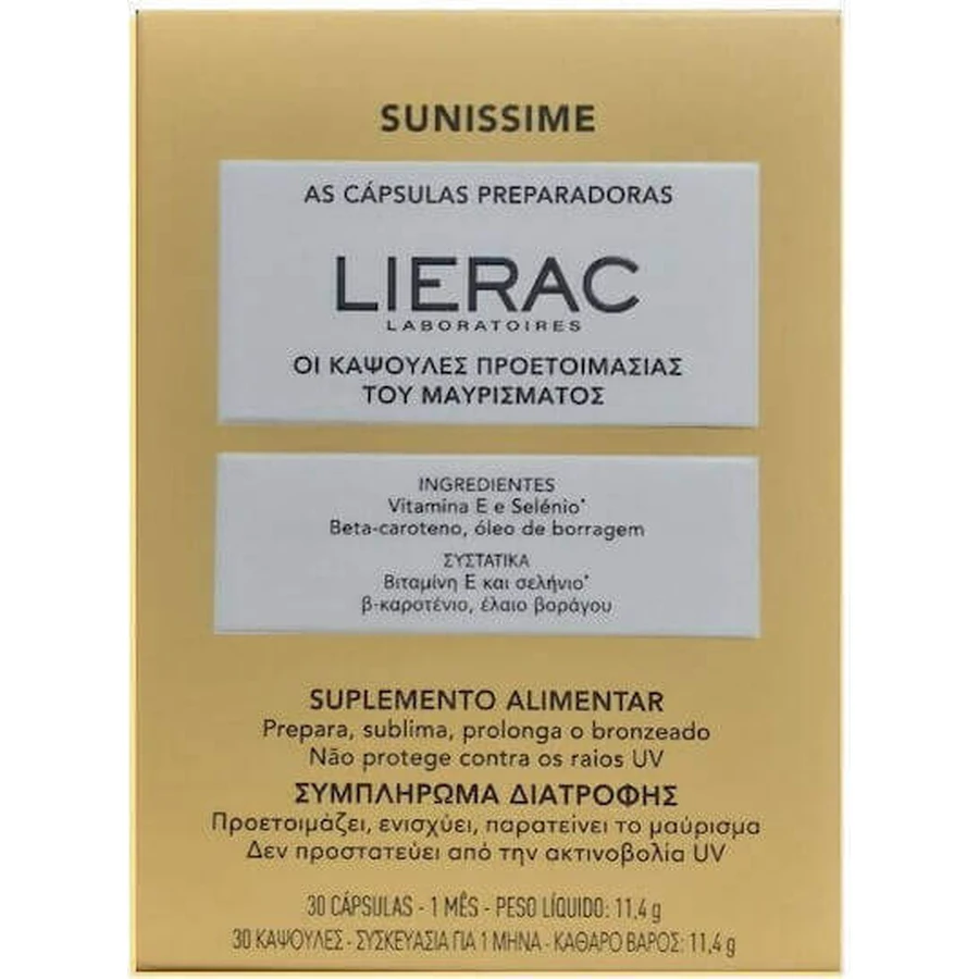 Lierac Sunissime Tan Prep. Харчова добавка з вітаміном Е та селеном 30 капсул: ціни та характеристики