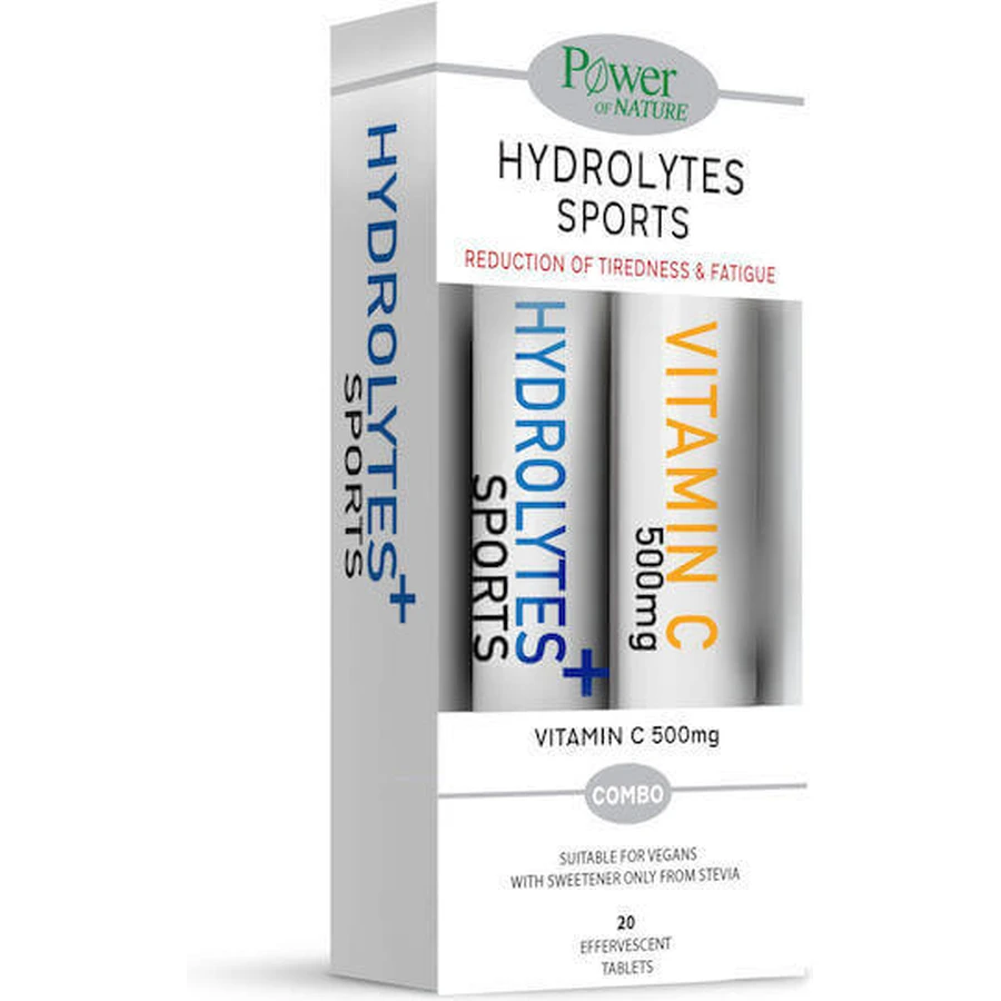 Power Of Nature Hydrolytes Sports with Stevia & Vitamin C 500mg Orange 2x10 шипучих таблеток: цены и характеристики