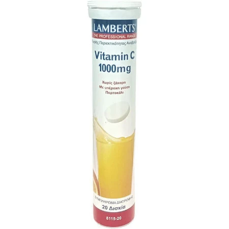Lamberts Vitamin C Вітамін для зміцнення імунної системи, шкіри та антиоксидантної дії 1000мг апельсин 20 табл. еф.: ціни та характеристики