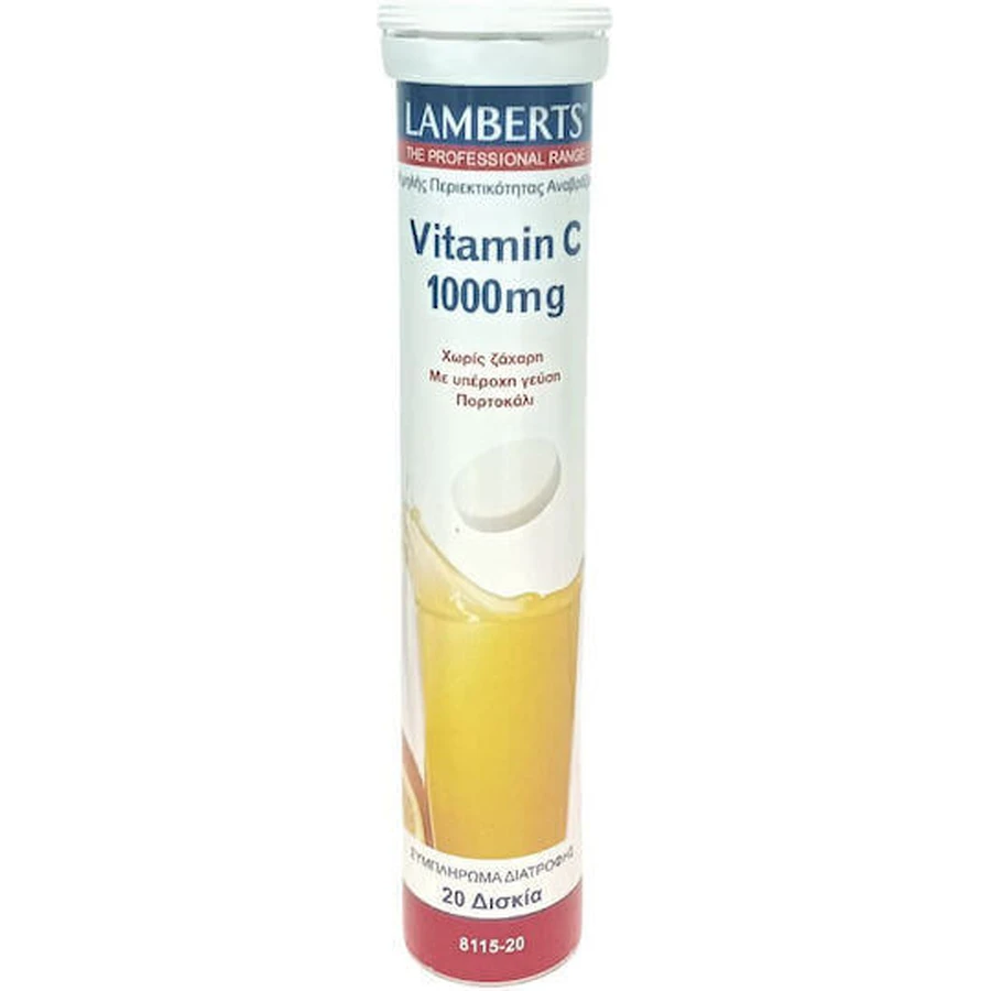 Lamberts Vitamin C Вітамін для зміцнення імунної системи, шкіри та антиоксидантної дії 1000мг апельсин 20 табл. еф.: ціни та характеристики