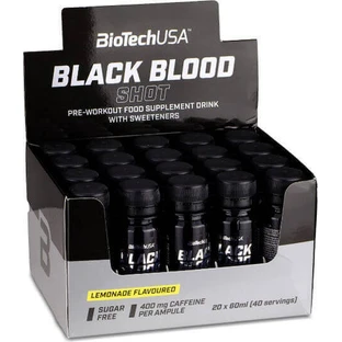 Biotech USA Black Blood Shot 1500mg Pre Workout Supplement 20 x 3ml Lemonade