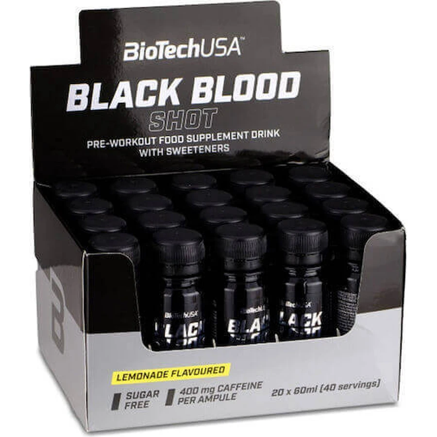 Biotech USA Black Blood Shot 1500mg Pre Workout Supplement 20 x 3ml Lemonade: цены и характеристики