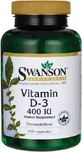 Swanson Vitamin D3 Вітамін для підтримки імунітету та здоров'я яєць 400iu 250 капс.