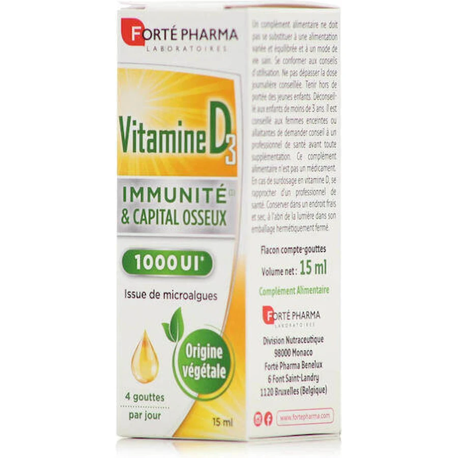 Forte Pharma Вітамін D3 Вітамін для підтримки імунітету та здоров'я яєць 1000iu 15мл: ціни та характеристики