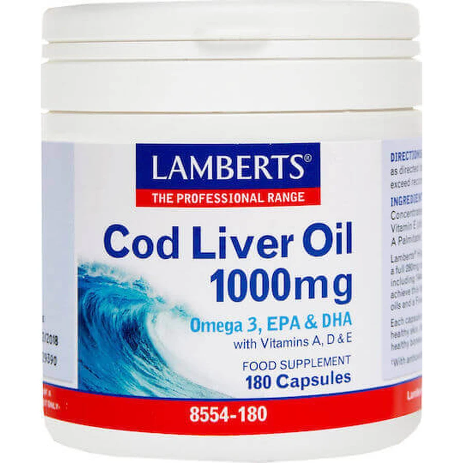 Lamberts Cod Liver Oil Масло печени трески 1000 мг 180 капс неароматизированное: цены и характеристики