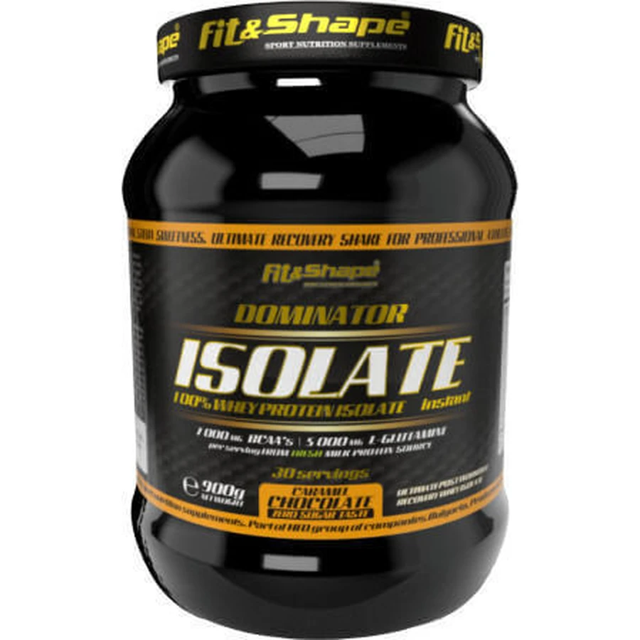 Fit & Shape Dominator Whey Protein Isolate Ізолят сироваткового протеїну зі смаком шоколадної карамелі 900гр: ціни та характеристики