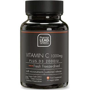 Pharmalead Black Range Vitamin C Plus D3 Вітамін для зміцнення імунітету, шкіри та антиоксидантної дії 2000iu 1000мг 30 рослинних капсул