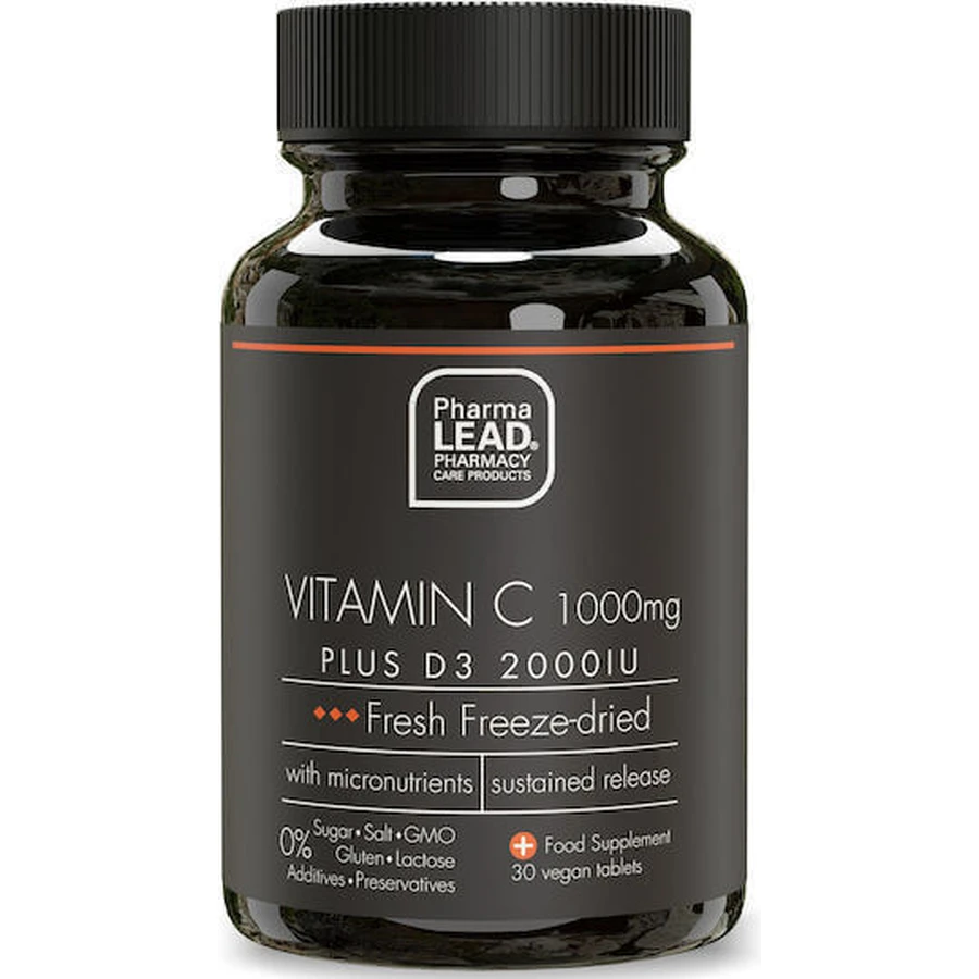 Pharmalead Black Range Vitamin C Plus D3 Вітамін для зміцнення імунітету, шкіри та антиоксидантної дії 2000iu 1000мг 30 рослинних капсул: ціни та характеристики