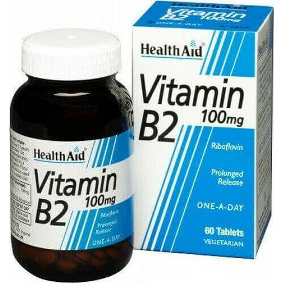 Health Aid B2 Витамин для здоровья нервной системы 100 мг 60 таблеток: цены и характеристики