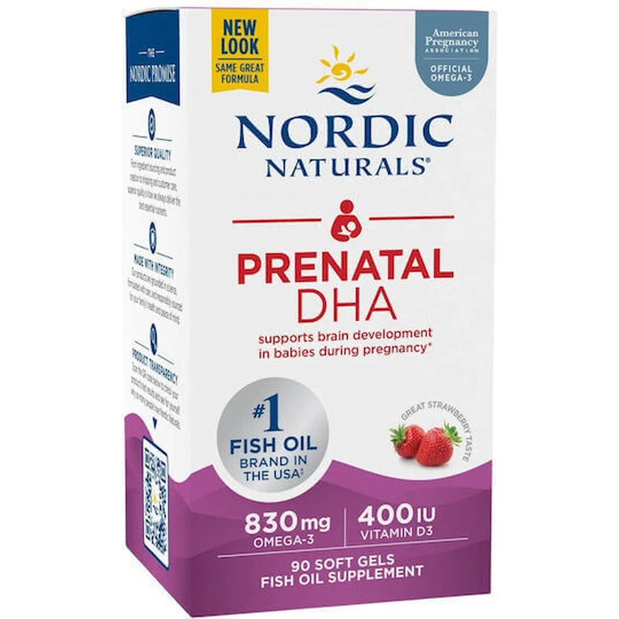Nordic Naturals Prenatal DHA Fish Oil 830mg 90 softgels Strawberry: цены и характеристики