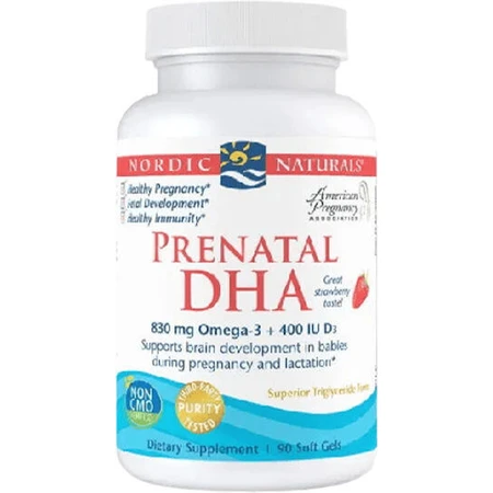 Nordic Naturals Prenatal DHA Fish Oil 830mg 90 softgels Strawberry: цены и характеристики