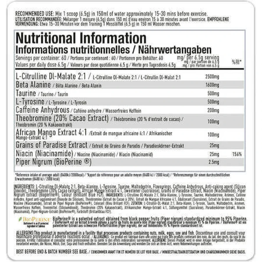 Per4m Energy Supplement Pre Workout 390gr Peach Sweets: цены и характеристики