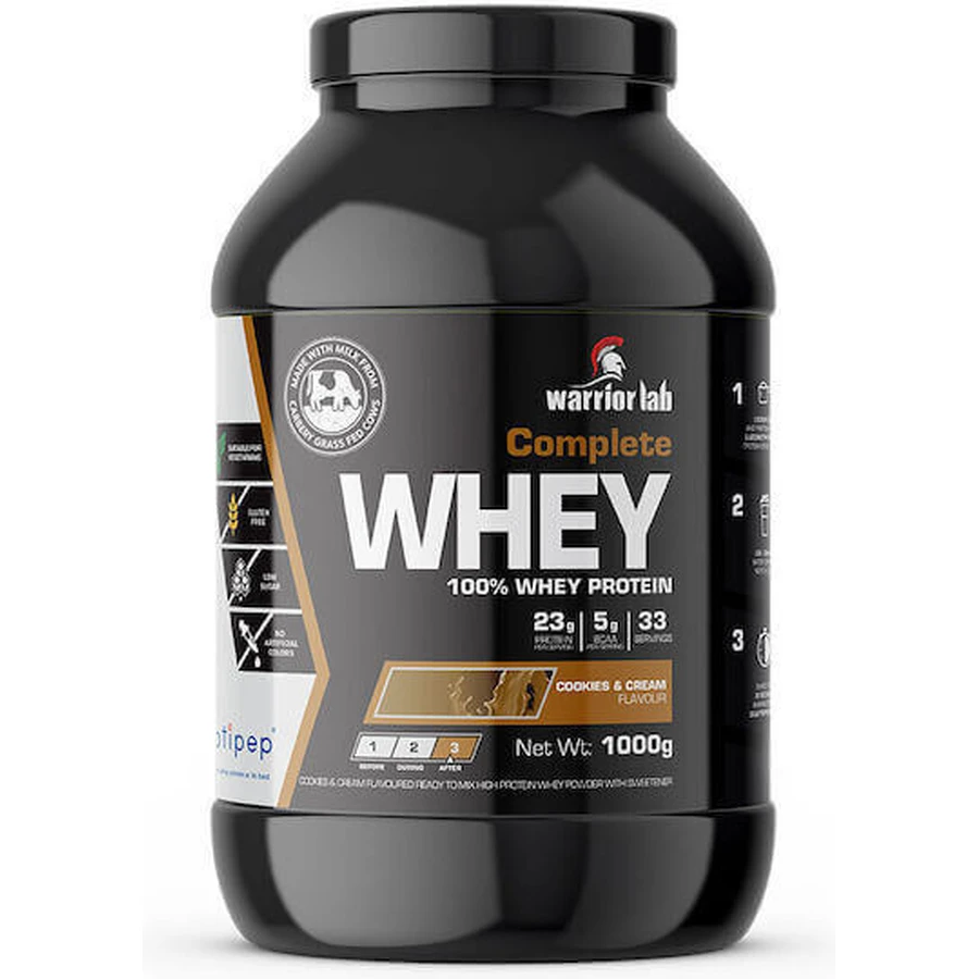 Warrior Lab Complete Whey Сывороточный протеин с креатином без глютена со вкусом печенья и сливок 1 кг: цены и характеристики