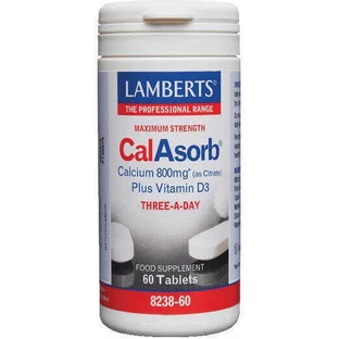 Lamberts Максимальна концентрація CalAsorb Кальцій (у вигляді цитрату) плюс вітамін D3 800 мг 60 таблеток
