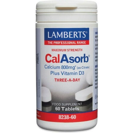 Lamberts Максимальна концентрація CalAsorb Кальцій (у вигляді цитрату) плюс вітамін D3 800 мг 60 таблеток: ціни та характеристики