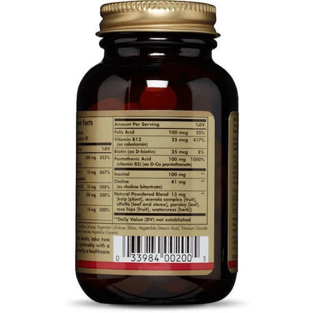 Solgar B-Complex with Vitamin C Multivitamin for Energy & Immune System Strengthening 100 Tablets: цены и характеристики