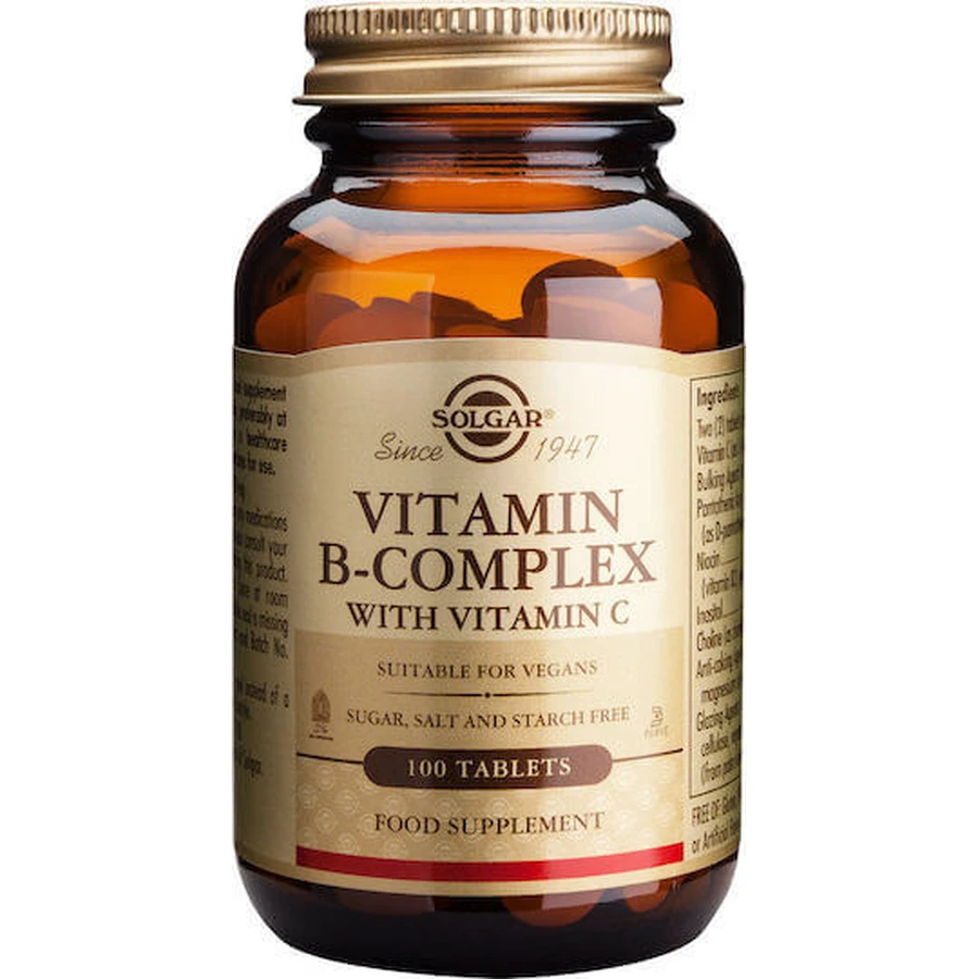 Solgar B-Complex with Vitamin C Multivitamin for Energy & Immune System Strengthening 100 Tablets: цены и характеристики