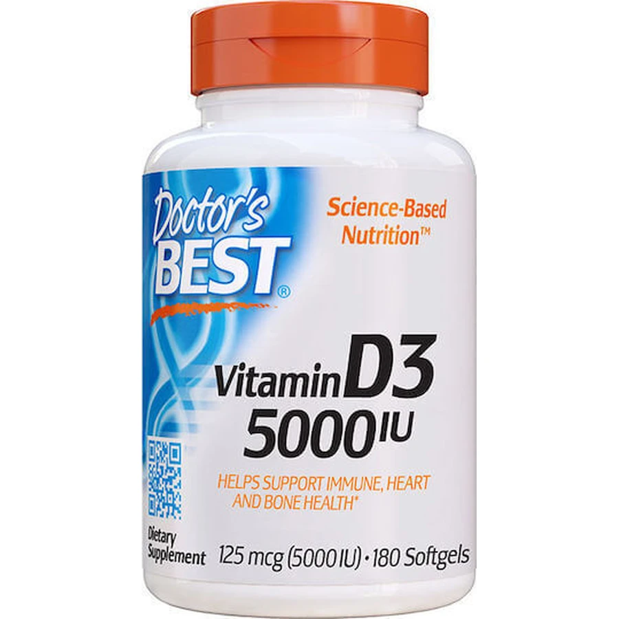 Doctor's Best Vitamin D3 Вітамін D3 для підтримки імунітету та здоров'я яєць 5000iu 180 м'яких гелів: ціни та характеристики