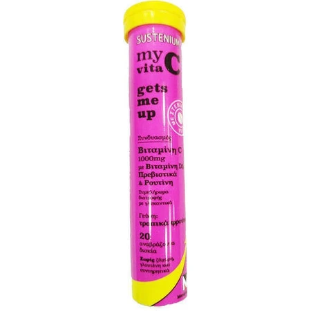Menarini Sustenium My Vita Sustenium My Vita C Gets Me Up Multivitamin for Energy & Immune System Strengthening 1000iu 1000mg Tropical Fruits 20 tabs eff: цены и характеристики