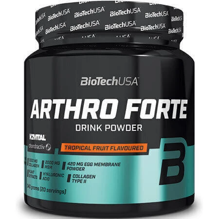 Biotech USA Arthro Forte Drink Powder Добавка для здоров'я суглобів та кісток 340г 20 порцій Тропічні фрукти: ціни та характеристики