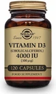 Solgar Vitamin D3 Вітамін для зміцнення імунної системи та здоров'я я яєць 4000iu 120 рослинних капсул