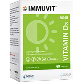 Leriva Pharma Immuvit Immuvit Vitamin D3 Вітамін для зміцнення імунної системи та здоров'я яєць 1200iu 60 капс.