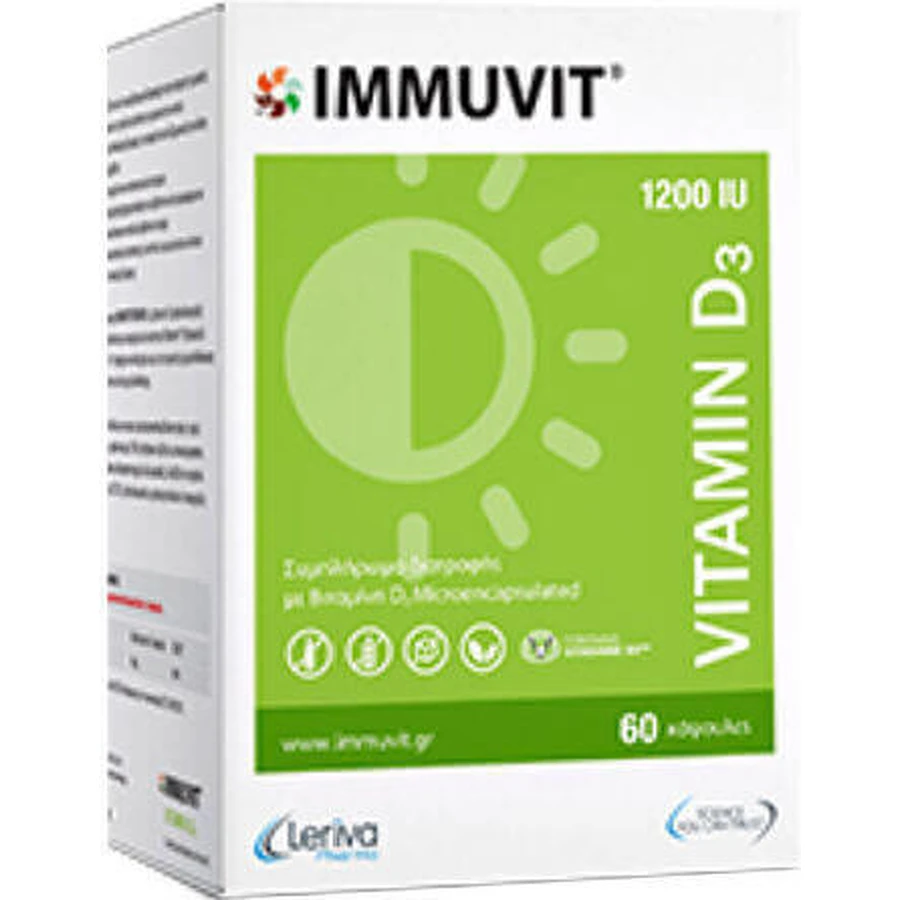Leriva Pharma Immuvit Immuvit Vitamin D3 Вітамін для зміцнення імунної системи та здоров'я яєць 1200iu 60 капс.: ціни та характеристики