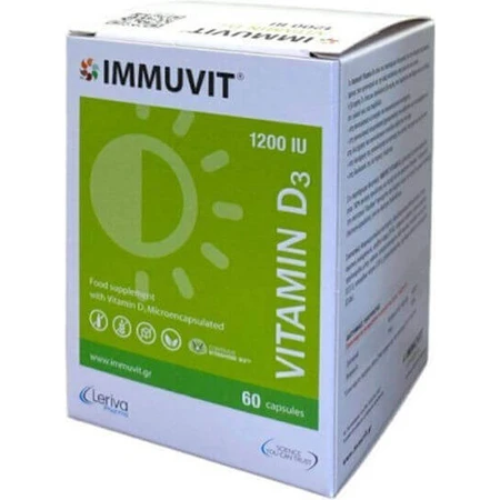 Leriva Pharma Immuvit Immuvit Vitamin D3 Вітамін для зміцнення імунної системи та здоров'я яєць 1200iu 60 капс.: ціни та характеристики