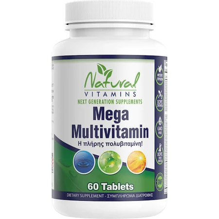 Натуральные витамины Mega Multivitamin Мультивитамины для энергии, укрепления иммунной системы и волос 100 мг 60 таблеток: цены и характеристики