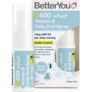 BetterYou Dlux 400iu Витамин D3 для младенцев спрей для укрепления иммунной системы и здоровья яиц 400iu 15 мл
