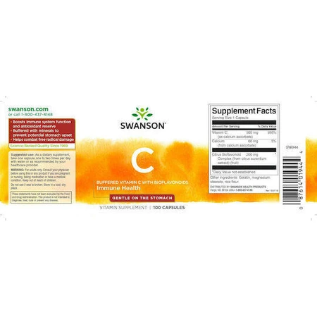 Swanson Vitamin C Complex Вітамін для підтримки імунітету, шкіри та антиоксидантної дії 500 мг 60 рослинних капсул: ціни та характеристики