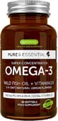 iGennus Pure Essentials Суперконцентрований риб'ячий жир дикої риби Омега 3 та вітамін D3 893 мг 60 капсул Без смаку