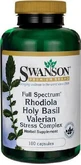 Swanson Rhodiola Родиола Святой базилик Валериан Стресс-комплекс 180 капс