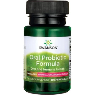 Swanson Oral Probiotic Formula Пробиотик 30 жевательных таблеток Натуральная клубника