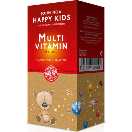 John Noa Happy Kids Мультивітаміни Мультивітамінні полівітаміни для енергії, зміцнення імунної системи та волосся Мультисмак 90 желейних цукерок: ціни та характеристики