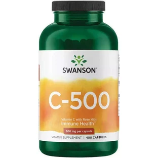 Swanson C-500 Витамин для поддержки иммунитета, кожи и антиоксидантного действия 500 мг 400 капс
