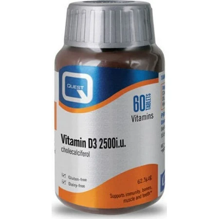 Quest Vitamin D3 Cholecalciferol Холекальциферол Вітамін для зміцнення імунної системи та здоров'я яєць 2500iu 60 таблеток: ціни та характеристики