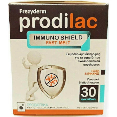 Frezyderm Проділак Проділак Імуно Щит Швидкорозчинні пробіотики для дорослих та дітей 30 пакетиків Персик: ціни та характеристики